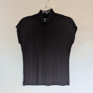 Chico's Additions Solid Brown Lightweight Knit Cap Sleeve Mock Neck | Size 2 | L